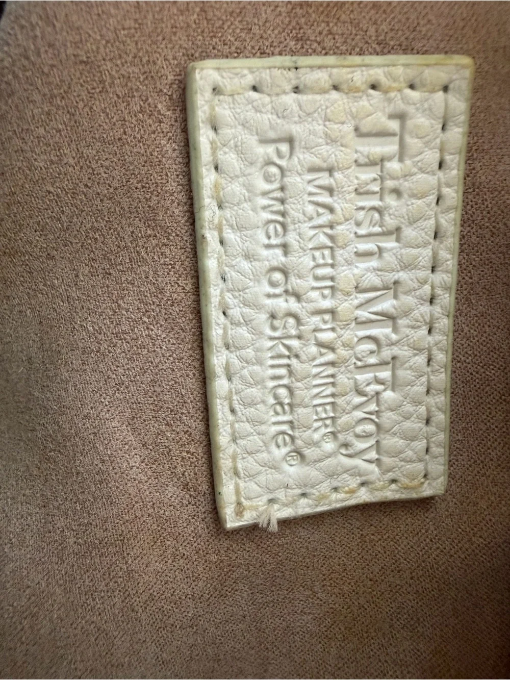 Trish McEvoy White Pebbled Skincare bag